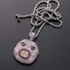 Collier pendentif masque bombe cerise glacé pour hommes, en Zircon cubique Micro pavé, bijoux scintillants, cadeau 9260105, nouvelle collection