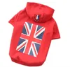 Abbigliamento per animali Abbigliamento per cani Maglione moda Stampa bandiera americana Felpe belle Con cappuccio Felpa in stile britannico con cappuccio Cappuccio con parola M