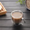 Bicchieri trasparenti Tazze da caffè Set Tazze Birra Drink Tazza da ufficio Tazza doppia in vetro Tazze stile semplice