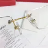 Großhandel neue Rahmen Modedesigner optische Brille 5634295 Retro-Metall rahmenlose transparente Linse Tier Vintage klassische klare Brille