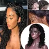 Water Wave Human Hair Lace Front Wig Pre-plucked 14 Inch Brazilian Virgin Hair Curly 360 Lace Wigs for Black Women 130%density