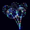 Ny LED Lampor Ballonger Nattbelysning Bobo Ball Multicolor Dekoration Ballong Bröllop Dekorativa Ljusa lättare Ballonger med Stick