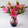 Gerçek Dokunmatik Lily 37cm / 14.57" Yapay PU beyaz / pembe / Düğün Centerpieces Gelin Buketi Dekoratif çiçekler için sarı Lily Çiçek