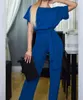 Estate Donna Solid Tuta ampia O Collo Manica corta Tute eleganti Pantaloni lunghi Tuta casual Tuta Abbigliamento taglie forti