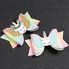 3'' Glitter Leather Elk Unicorn Bows Lovely Baby Cartoon Hair Clips For Princess Girls Handmade Hairgrips