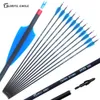 28/30/31-Inch OD7.6mm Spine 500 Outdoor Archery Carbon Arrows with Removable Tips for Compound Recuve Bow arrow Hunting Target Practice