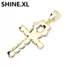 Collier Ankh aux yeux bleus du diable pour hommes, pendentif glacé, plaqué or et argent, bijoux Hip Hop, cadeau, nouvel arrivage, 224T7090486