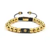 Black CZ Lion Bracelet For Men New Fashion Upscale Bracelets With 8mm Stainless Steel Reticulated Beads