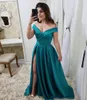 Vestidos De Gala Sexy Red V-Neck Side Slit Prom Dresses Long Elegant Off the Shoulder A-Line Formal Party Dress