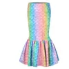 Meisje Mermaid Rokken 3D Visschaal Gedrukte Jurken Sequin Fishtail Rokken Kinderen Party Cosplay Kostuum Kinderen Verjaardagsgeschenken 6 Kleuren ZYQ103