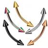 16G 다채로운 스파이크 볼 곡선 눈썹 바벨 피어싱 G23 티타늄 바나나 귀 연골 Tragus Piercing Jewelry
