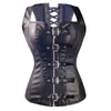 Leather Corset Women Waist Corsets and Bustiers Sexy Lingerie Gothic Clothing Black Polyester Corset Top Spiked Waist Shaper