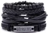 100% genuine leather bracelet Beading Hemp rope black hope bracelet Men's Combination suit Bracelet 4styles/1set