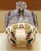 Boho Female Crystal White Round Ring Set Brand Luxury Promise 925 Silver Engagement Ring Vintage Bridal Wedding Rings For Women