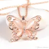 Gold Chain Beautifully Necklace Fashion Rose Gold Plated Opal Butterfly Pendant Necklace Sweater Chain Gift Charm Butterfly Necklace