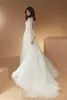 Venda quente do laço do casamento Vestidos Jewel mangas compridas apliques de renda Tulle do vestido de casamento elegante Trem da varredura Custom Made Vestidos de novia