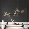 Moderne glazen bubbel hanglamp Minimalistische ijzeren paal LED hanglamp Restaurant Cafe Eettafel Luxe hangende verlichting