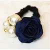 ヘアアクセサリー女性のファッションスタイルビッグバラの花の真珠のラインストーンの髪のバンド伸縮性のあるヘアロープリング6色の女の子のための6色