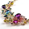 Designer Diamond Necklace Jewelry Set Crystal Flower Stud örhängen Halsband Set mode legering överdriven kvinnor flicka uttalande ne242i