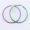 Exquisite Colorful Circle stud Round Hoop Earrings for Women Girl Wedding Party Stainless Steel Jewelry,6 pair/pack