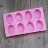 Hot Home Garden 8-Cavity Oval Shape Soap Mold Silicone Chocolate Mould Tray Homemade Making DIY W8808