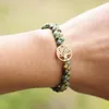 Bracciale avvolgente Boho Yoga in pietra naturale fatto a mano, albero della vita, braccialetto con ciondoli intrecciati Japser africano, regalo per donna e uomo
