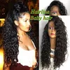 Soft Lace Front Wigs Human Hair Brown Black Glueless Long Curly Wave Heat Resistant Fiber Synthetic Lace Wig Natural Baby Hair Black Women Pre Plucked