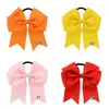 20 Colors 45 Inch Solid Cheerleading Ribbon Bows Grosgrain Cheer Bows Tie With Elastic Band Girls Rubber Hair Band FJ4421055852
