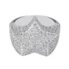 Herr Hip Hop Star Rings 18k Real Gold Plated Bling Cubic Zircon Diamond Finger Ring Jewelry Gift216r