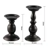 Classic Black Gold Bronze Pillar Candle Holder Retro Iron Stand Wedding Tabletop Centerpiece