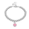 Mode-Humorcat Élégant Amour Coeur Pendentif 925 Perles En Argent Chaîne Bracelets pour Femmes Filles Dainty Bracelet Femme Mode Bijoux Cadeau