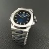 Partihandel 3 Färger Högkvalitativa Mens Klockor Blå Dial Asian 2813 Rörelse 5711 Mekanisk Transparenta Automatiska Armbandsur 40mm