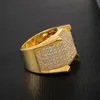 Nowy spersonalizowany 18 -karatowy złoty męski Diamond lodowany moduł pierścienia sześcienne cyrkonia hip -hop raper różowy pierścień dla mężczyzn prezenty biżuterii FO8052787