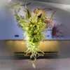Пользовательские Современный уникальный конструктор Зеленый цвет Рука выдувное стекло Art Large Luxury Hotel Lobby Люстры для продажи