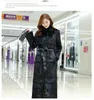 Nuovo vero cappotto di pelliccia naturale genuino da donna colletto alla coreana X-lungo giacca di pelliccia di moda outwear personalizzato di qualsiasi taglia