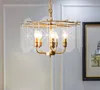 American Modern Glass E14 LED Chandelier Lighting Gold Living Room Restaurant Pendant Lamps Luminaire Hanglamps Kitchen Fixtures MYY