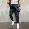 2019 Moda Mens Rasgado Jeans Jumpsuits Street Afligido buraco buraco denim babetes para homem calças suspensas tamanho M-XXL