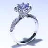 Vecalon nuovissimo gioielli di lusso vendita calda di alta qualità argento sterling 925 taglio rotondo zaffiro bianco diamante CZ festa nuziale anello regalo