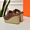 women Fashionable straw wedge heel sandals comfortable Sheepskin