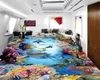 Self-Adhesive 3d Floor Wallpaper Ferocious Shark And Dolphin Color Coral Home Custom Decoration Living Room Bedroom