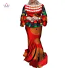 아프리카 여성 자르기 스커트 탑 플러스 사이즈 Dashiki 2 피스 세트 아프리카 옷 여성용 코튼 인쇄 왁스 정장 WY4578