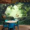 Anpassad väggmålning tapet 3d skog älg olja målning papel de parede vardagsrum TV soffa café bakgrund väggpapper hem dekor väggmålningar