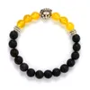 Bracciale con testa di leone in pietra lavica di onice giallo, ciondolo da uomo, braccialetto per la cura dell'aura matura, regalo