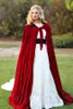 Fluwelen Kerstmis Hooded Cloak Bridal Cape Winter Floor Lengte Jas Bruiloft Wraps Velvet Wedding Jacks