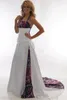 Elegancka kamuflaż Suknie ślubne Linia Satynowy Ruche Sweep Train Bridal Wedding Suknie z koronkowymi UP BC3340