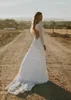 Bohoフルレース長袖ウェディングドレス2020セクシーなオープンバックレスビーチブライダルガウンロングトレインラインボヘミアの花嫁のドレス