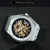 Zwycięzca Moda Męskie Zegarki Top Marka Luksusowy Automatyczny Mechaniczny Zegarek Sportowy Mężczyźni Gumowy Pasek Szkielet Dial Hip Pop Wristwatch J190706