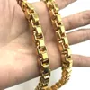 USENSET Novo colar masculino de aço inoxidável 18 K banhado a ouro com caixa grande elo de alta qualidade joias com pingente 284K