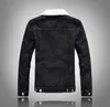 hot sell new Men's winter thick denim jacket Black slim thick lamb fleece coat free shipping size M-5XL