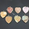 10 개 세트 천연 거친 크리스탈 하트 스톤 펜던트 골드 도금 림 하트 셰이프 Raw Pink Quartz Gemstone 펜던트 사진 Jasper Unakite Citrine